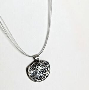 Silver coin pendant Reticulated sterling bail wire necklace 16" 11/8' Pendant
